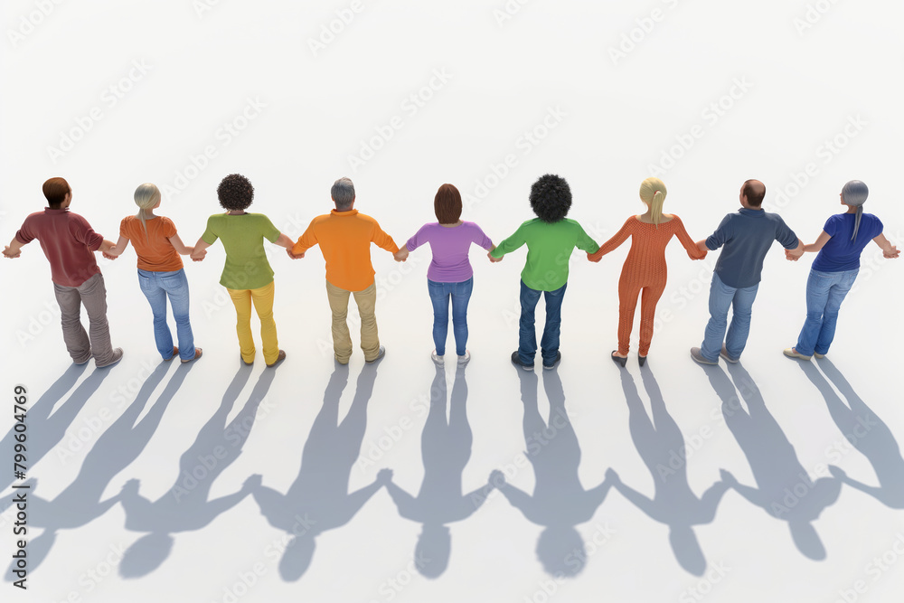 3D Diverse group of individuals joining forces. Generative AI 3D Diverse group of individuals joining forces. Generative AI