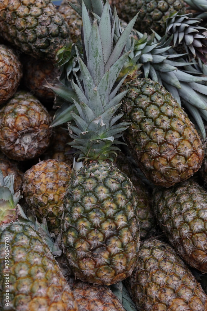 Yellow Pineapple Fruits from Sacolão market Yellow Pineapple Fruits from Sacolão market