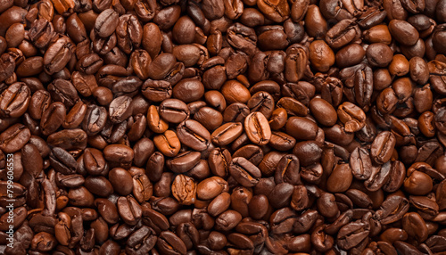 A myriad of freshly roasted coffee beans, tightly packed, exuding a rich, aromatic essence