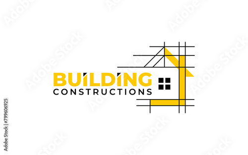 Illustration vector graphic of building renovation, construction, and home repair concept logo design template.