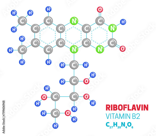 Riboflavin Vitamin B2 Molecule Structure Formula Illustration