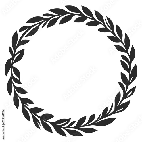 Laurel wreath circle frame isolated on white background. Vector illustration.