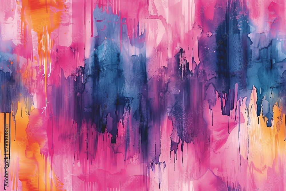 Obraz premium Watercolor wash background illustration with soft, flowing colors in blues and greens, mimicking a serene river