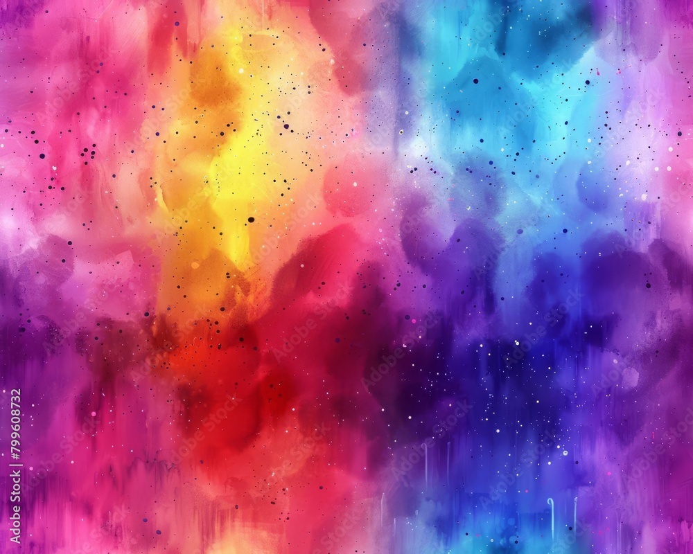 Watercolor splash background illustration with vibrant, abstract expressions in a rainbow of colors
