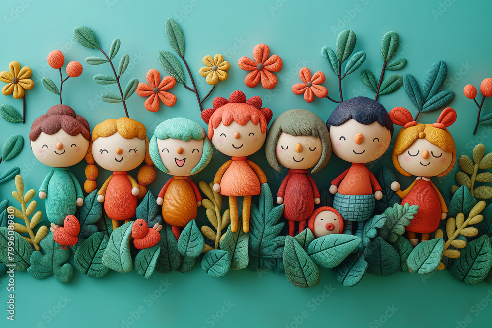 Celebration of World Population Day, 3d, diversity of people, cartoon, cute, love life. Generative AI Celebration of World Population Day, 3d, diversity of people, cartoon, cute, love life. Generative AI