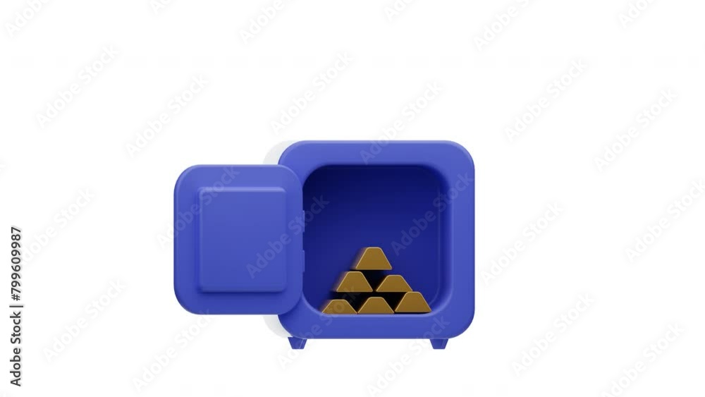 Vidéo Stock Animation 3D safe box icon with gold ingot. Bank Vault ...