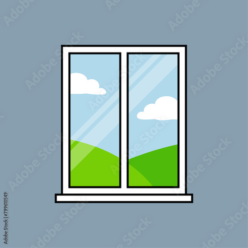 Vector Window Flat Illustration With Outline