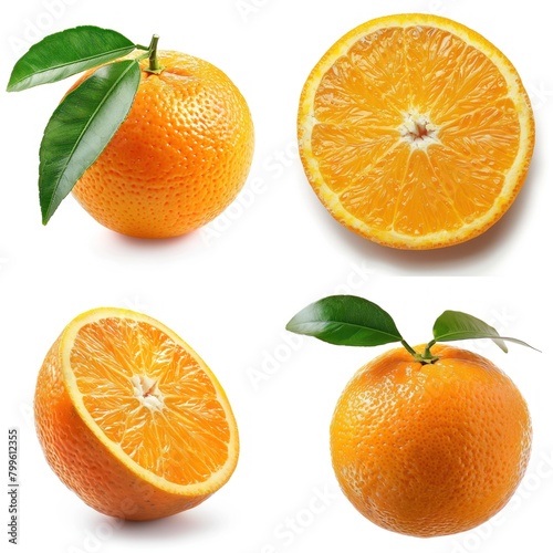 set portrait fresh oranges isolated on white