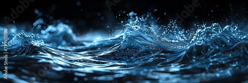 seamless moving wave motion graphic loop mkv file, in the style of light painting, light black and blue, vray tracing, selective focus background aspect ratio  3:1 photo