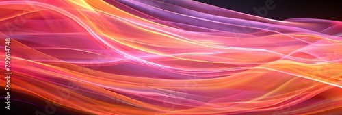 seamless moving wave motion graphic loop mkv file, in the style of light painting, light black and purple, orange, pink, vray tracing, selective focus background aspect ratio 3:1