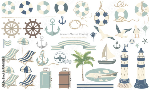 旅行・バカンス・海洋のイラスト素材セット