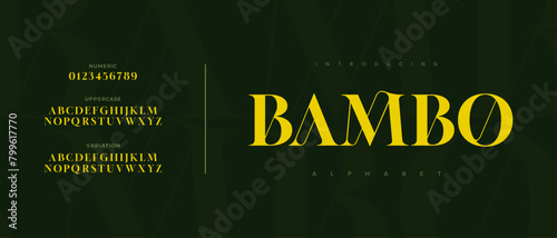 Bambo Elegant Font Uppercase Lowercase and Number. Classic Lettering Minimal Fashion Designs. Typography modern serif fonts regular decorative vintage concept. vector illustration