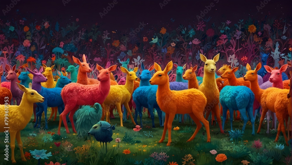 A kaleidoscope of animated critters frolicking in a technicolor wonderland ai_generated