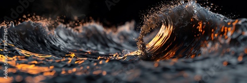 seamless moving wave motion graphic loop mkv file, in the style of light painting, light orange, black, vray tracing, selective focus background aspect ratio 3:1 photo