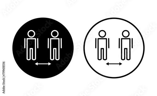 Social distance icon set. social distancing icon. self quarantine sign