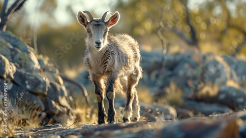 Close up view of goats in the pasture  