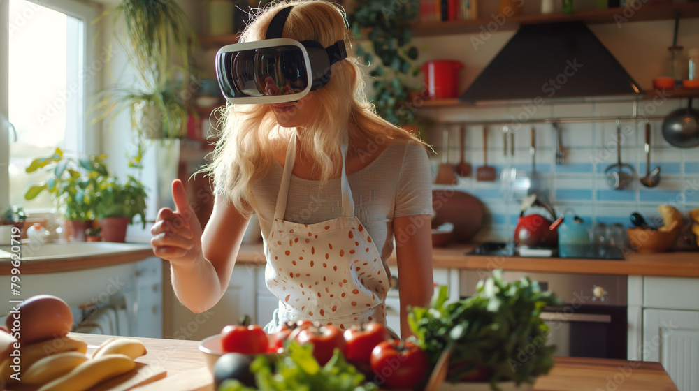 COCINA DEL FUTURO, CHICA COCINA CON GAFAS DE REALIDAD VIRTUAL
COCINA DEL FUTURO, CHICA COCINA CON GAFAS DE REALIDAD VIRTUAL