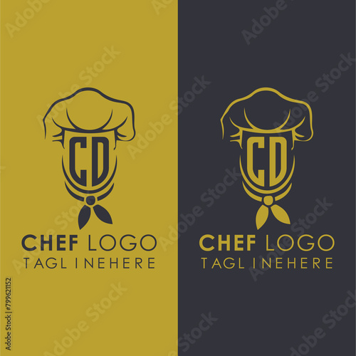CD initial monogram for chef cooking logo with creative style design.	