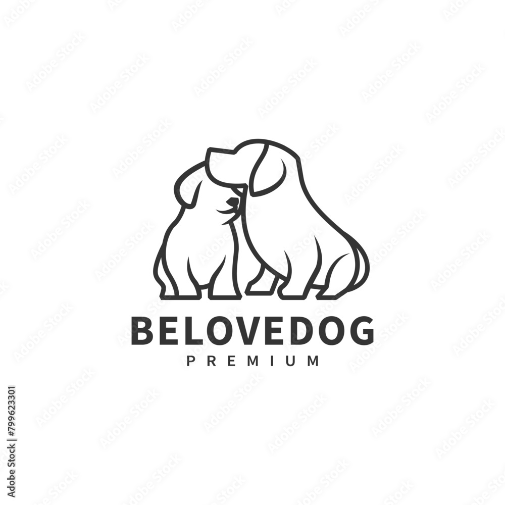 monoline dog vector logo design for dogs lovers 2