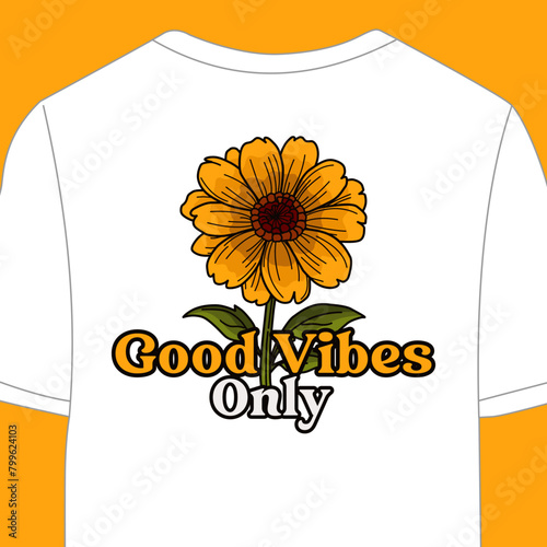 t-shirt design with full color sunflowers.