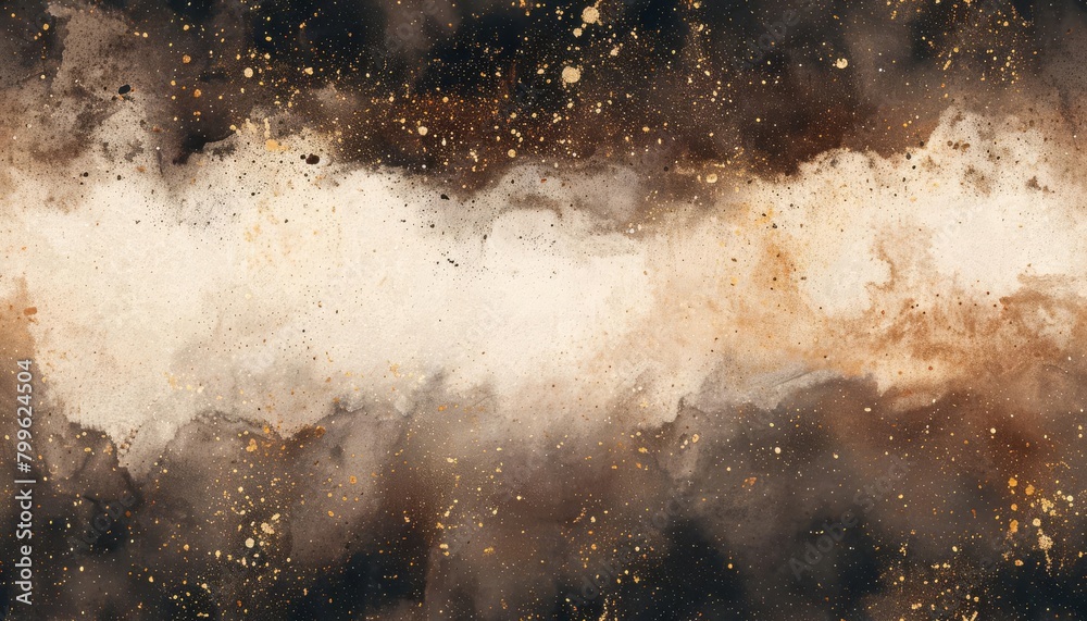 Obraz premium Abstract luxury pattern with a gradient from chocolate brown to creamy beige, featuring gold dust accents for an opulent texture