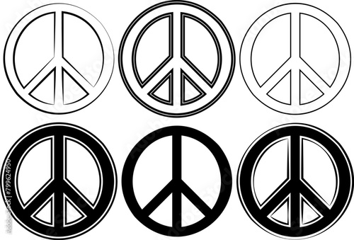 Simple peace sign flat vector icons or design template. peace sign icon on plain white background.