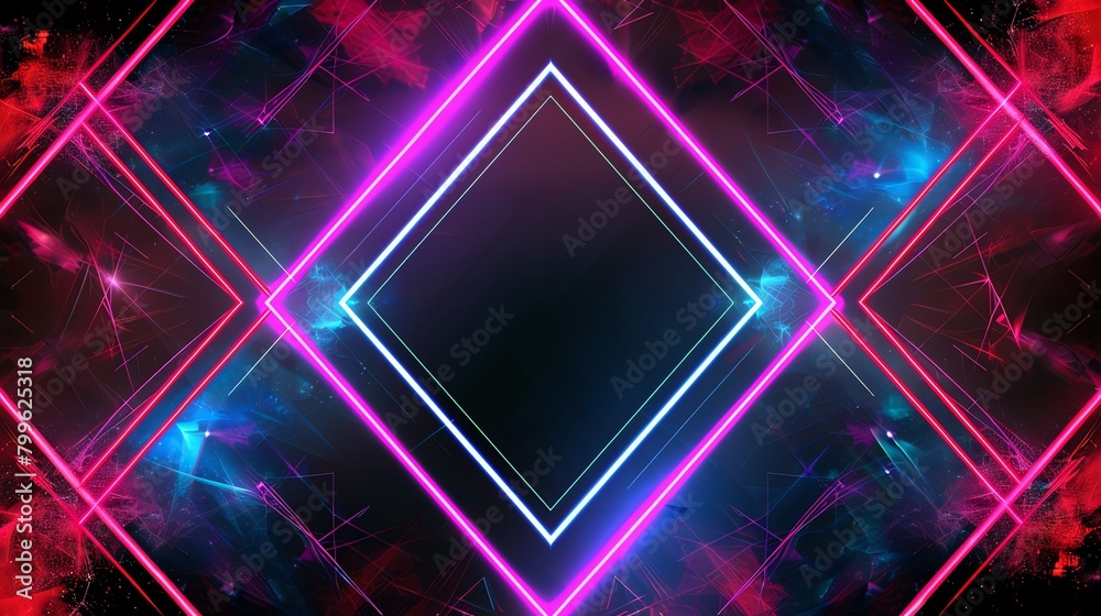 Obraz premium neon frame on black background, retro futurism aspect ratio 16:9