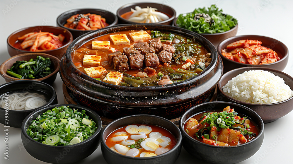 typical Korean food MiyeokGuk white background