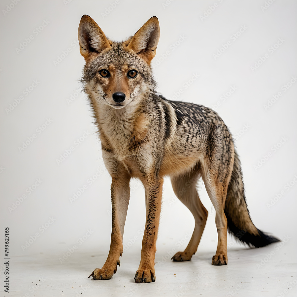 A coyote is standing on a white background with a white background. A coyote is standing on a white background with a white background.