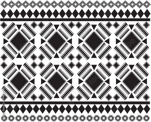 Black & White Geometric Ethnic Oriental Seamless Pattern Traditional Design Background Carpet, Wall paper, Clothing, Wrapping, Batik, Fabric, Vectro, Illustration, Emboridery, Style photo