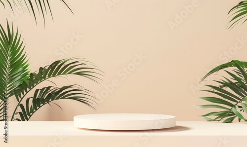 Product podium mockup with natural touch