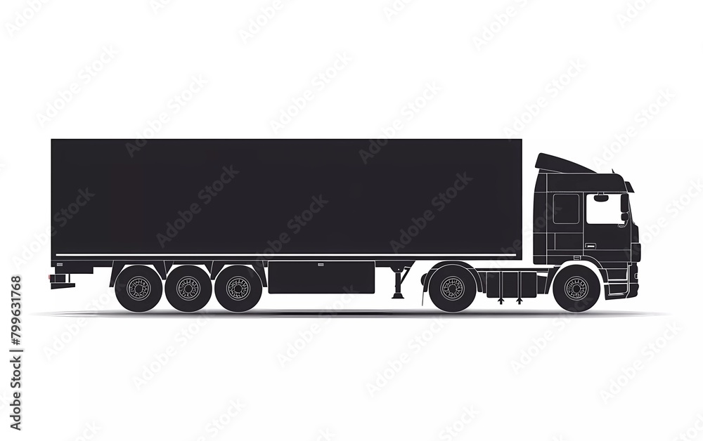 Silhouette of trailer truck with side view, on isolated white background. vector illustration. Silhouette of trailer truck with side view, on isolated white background. vector illustration.