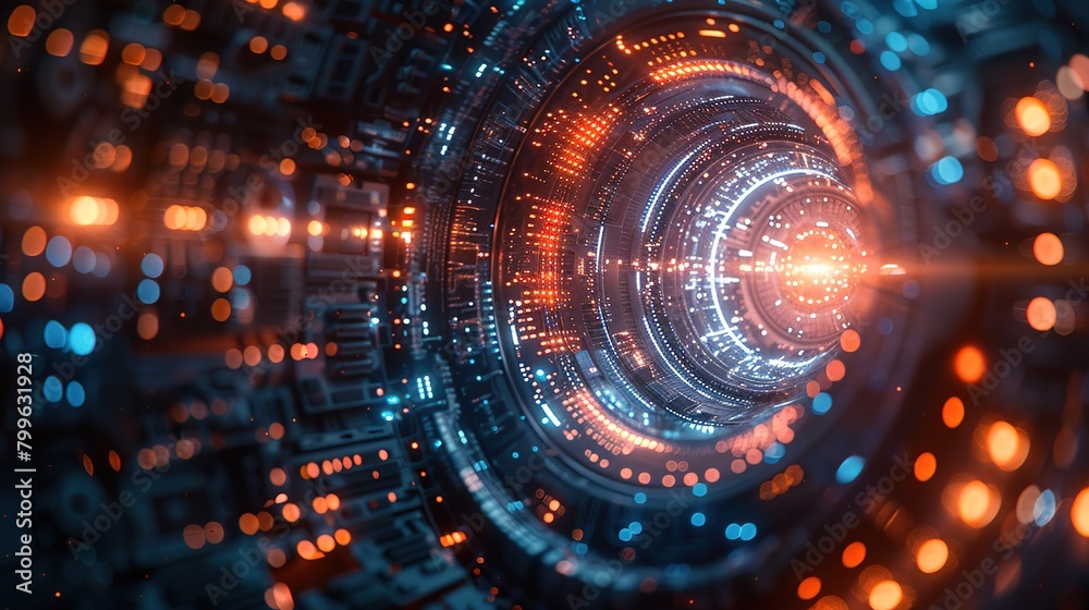 Futuristic tech wallpaper featuring abstract blue light bands intertwined with geometric shapes, embodying surrealism Futuristic tech wallpaper featuring abstract blue light bands intertwined with geometric shapes, embodying surrealism