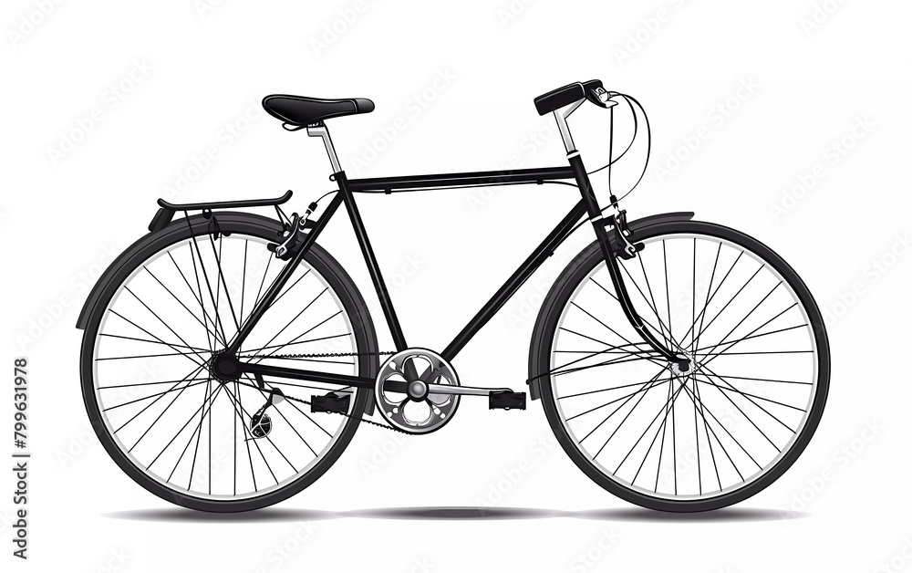 Bicycle silhouette with side view, on isolated white background. vector illustration.