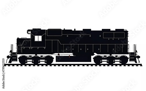 Silhouette of a freight train from a side view, on an isolated white background. vector illustration. 