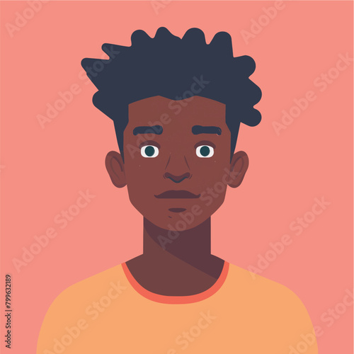 Diverse people portrait, flat style vector design illustration of young man