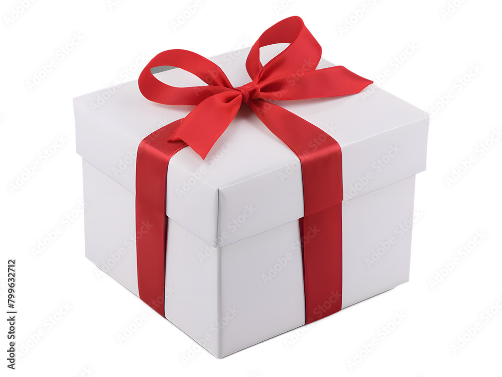 white gift box with red ribbon isolated on transparent background white gift box with red ribbon isolated on transparent background