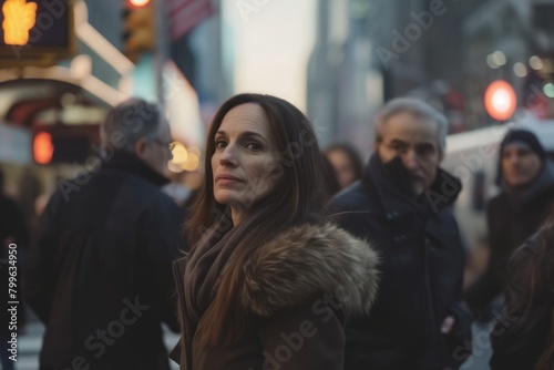 A woman walks on the streets of New York.