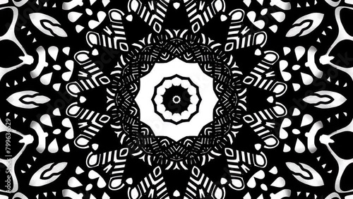 Hypnotic seamless looping animation of an abstract doodle kaleidoscope mandala, designed to mesmerize in 4k resolution.
