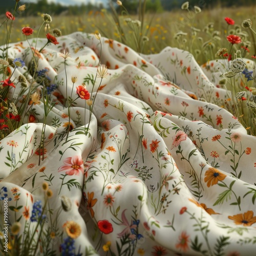 The folds of luxurious floral silk curtain fabric, the color blends with nature, has a lively smooth texture, gently undulating at close range, made of luxurious materials