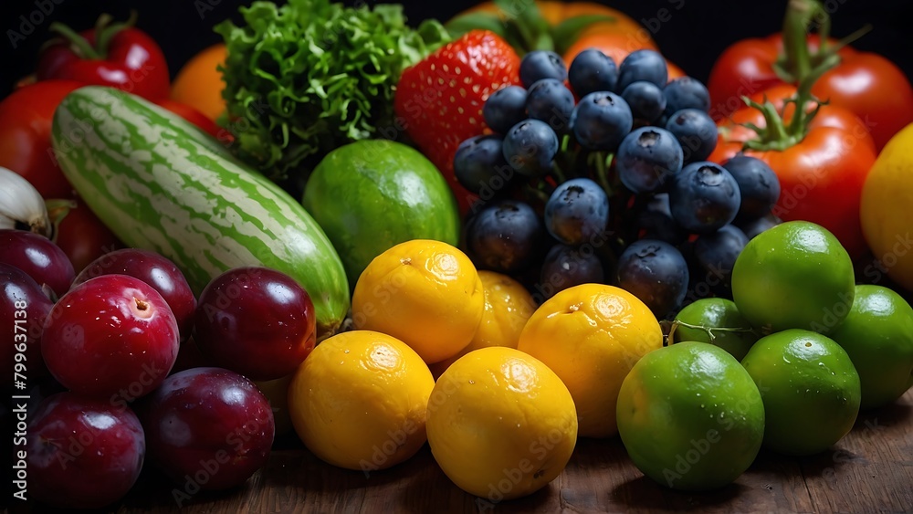 Fruits and vegetables on table