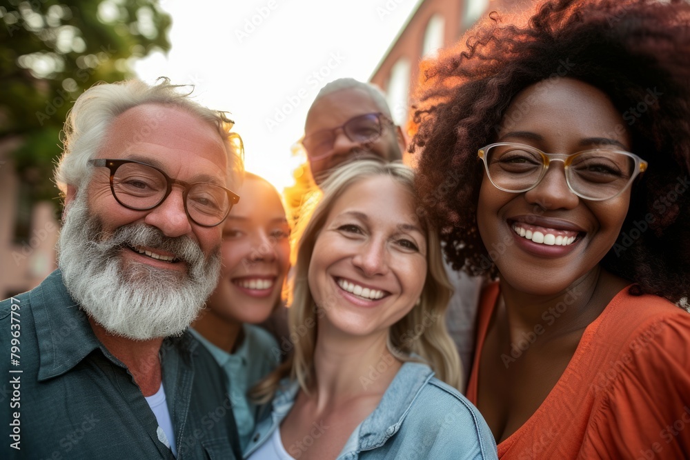 Portrait of group of multiethnic friends standing together and smiling Portrait of group of multiethnic friends standing together and smiling