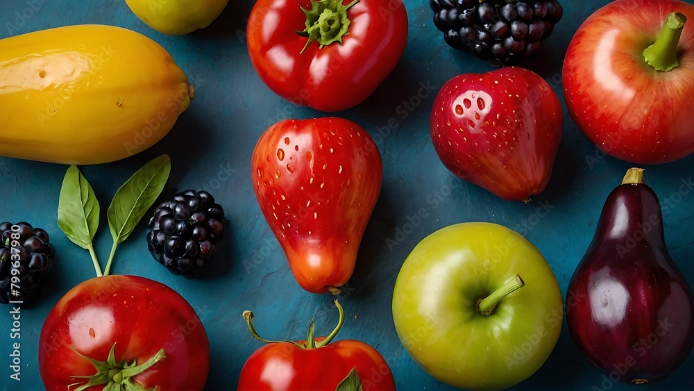 Fruits and vegetables on table Fruits and vegetables on table