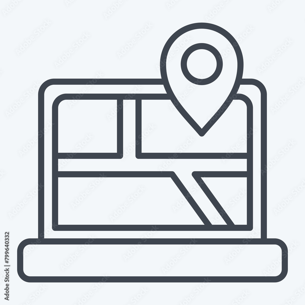 Icon Map Location. related to Navigation symbol. line style. simple design illustration Icon Map Location. related to Navigation symbol. line style. simple design illustration