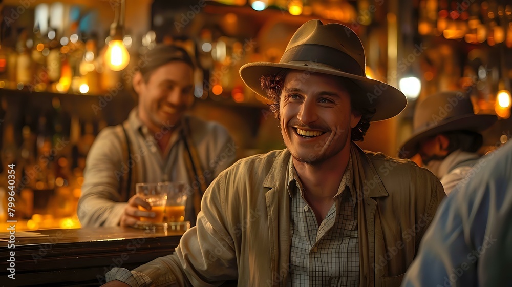 Warmly Lit Bar Scene Capturing Genuine Moments of Friendship Warmly Lit Bar Scene Capturing Genuine Moments of Friendship