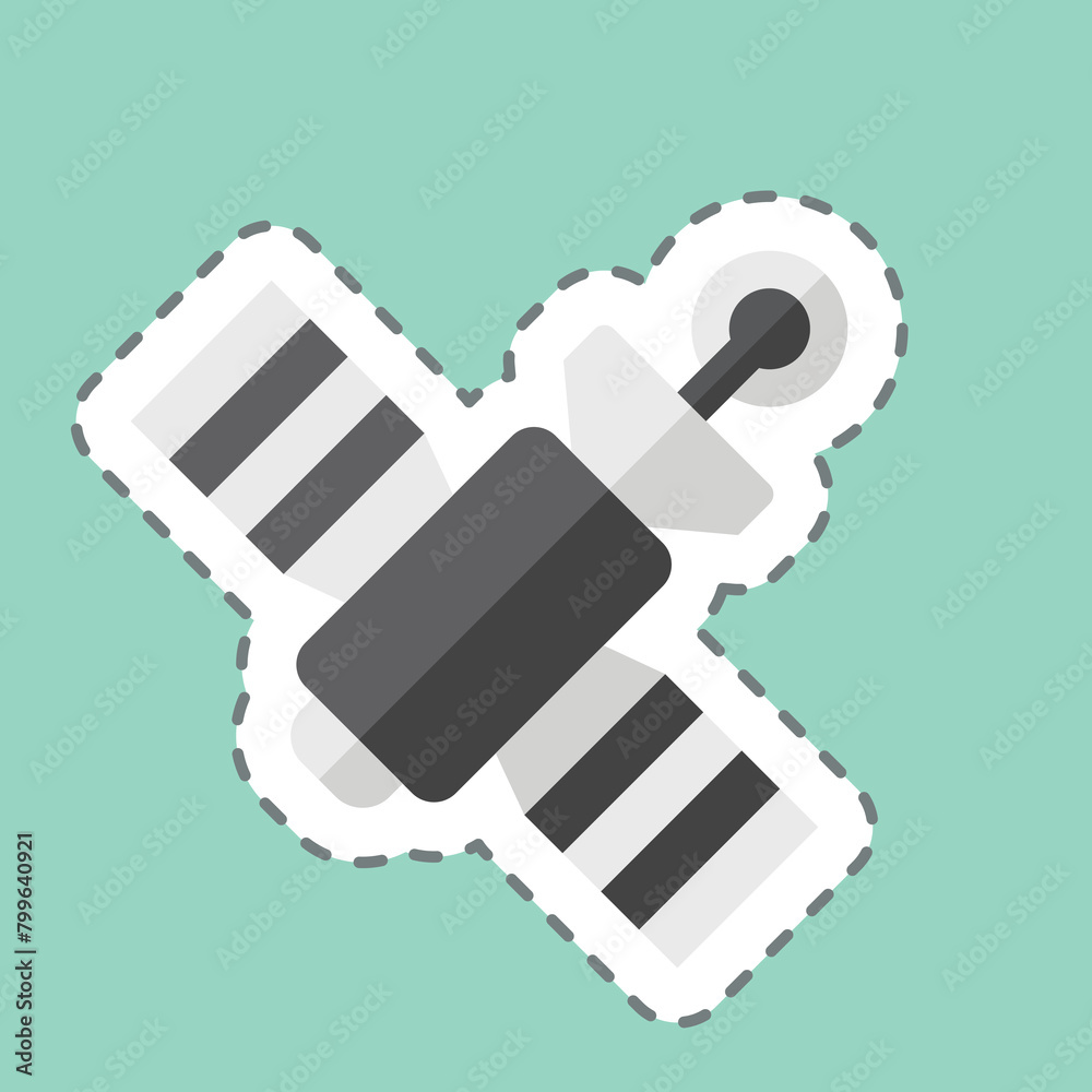 Sticker line cut Satellite. related to Navigation symbol. simple design illustration Sticker line cut Satellite. related to Navigation symbol. simple design illustration