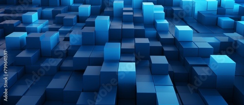 High resolution 3D cube pattern  interlocking blocks in corporate blue  ideal for technology business marketing materials 