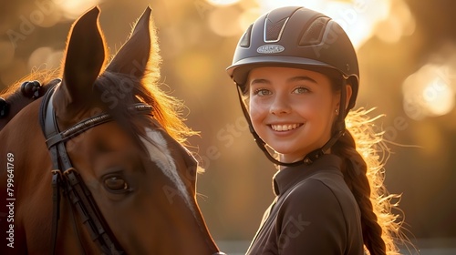 Timeless Bond: A Child's Joyful Ride with Her Beloved Horse © Maquette Pro