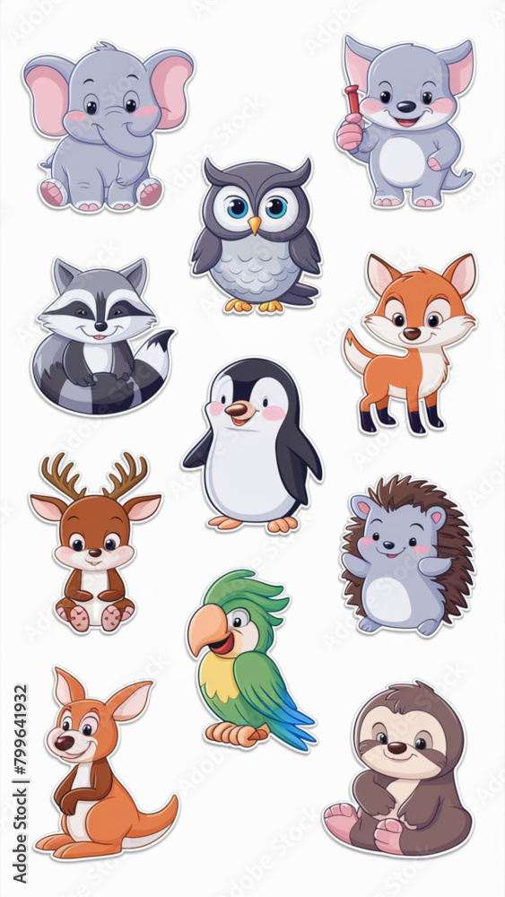 a collage of animals stickers with different animals on it