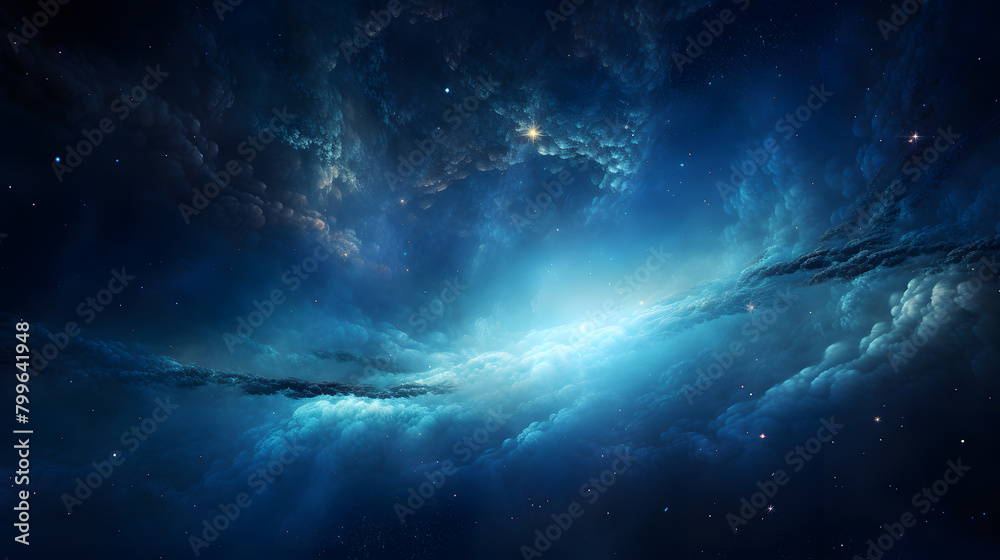 Fototapeta premium Digital technology blue galaxy rotation scene abstract graphics poster web page PPT background